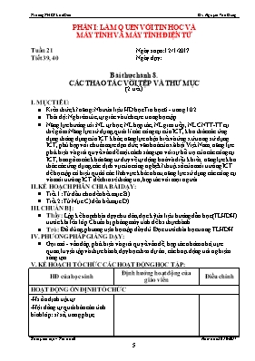 Kế hoạch bài học Tin học 6 - Bài thực hành 8 Các thao tác với tệp và thư mục (2 tiết) - Năm học 2016-2017 - Nguyễn Văn Dũng